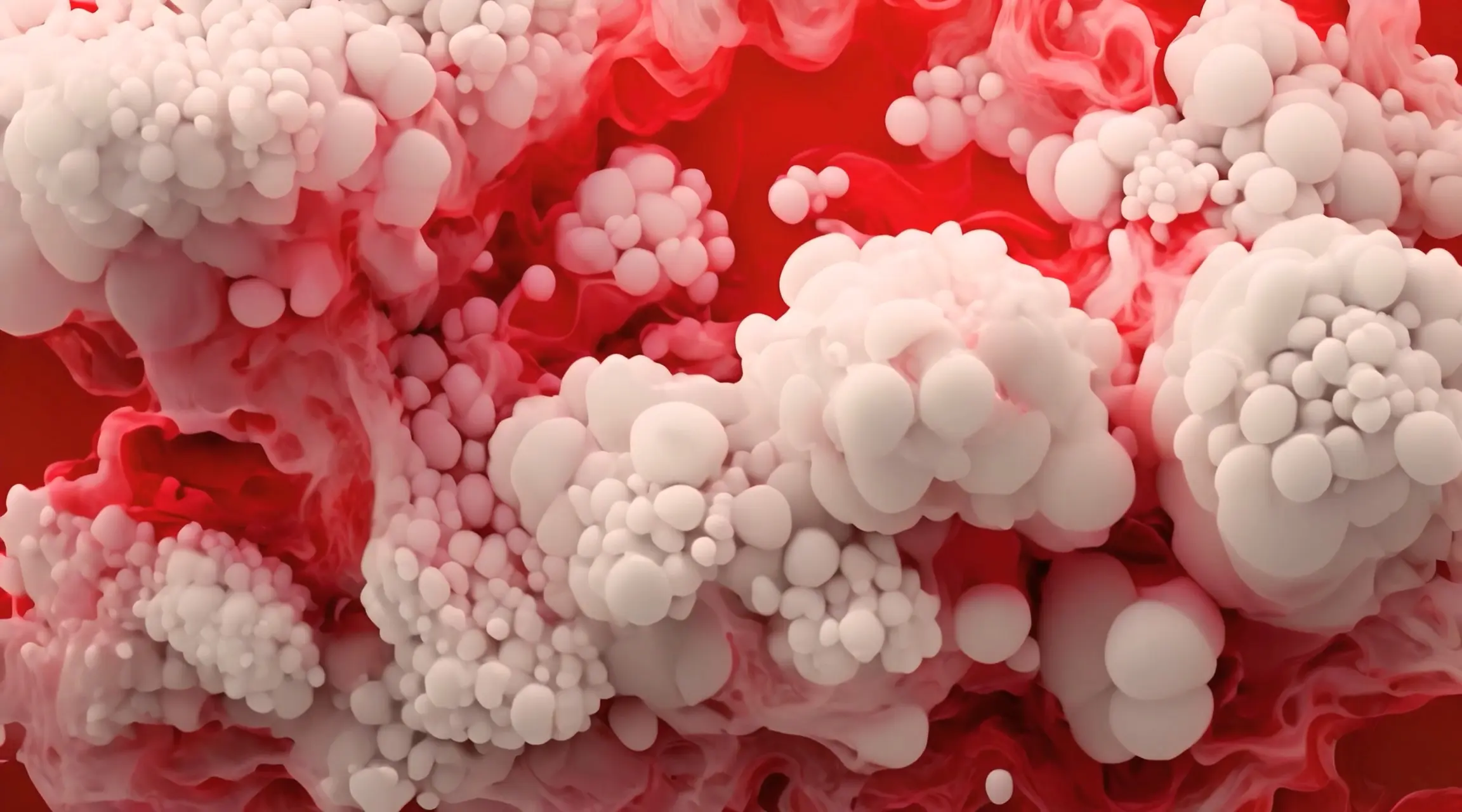 Dynamic Red and White Bubbles Backdrop